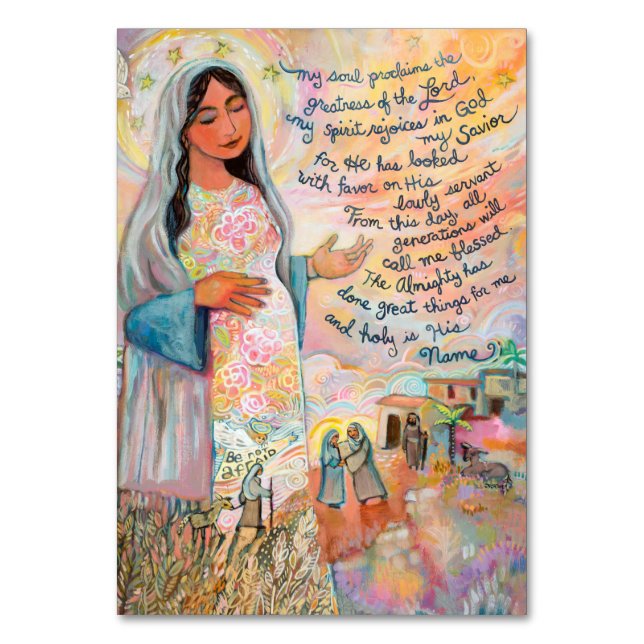Mesa Magnífica tarjeta de oración, Cántico de María (Anverso)