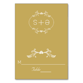Mesa Marco blanco, iniciales boda tarjeta de escolta de