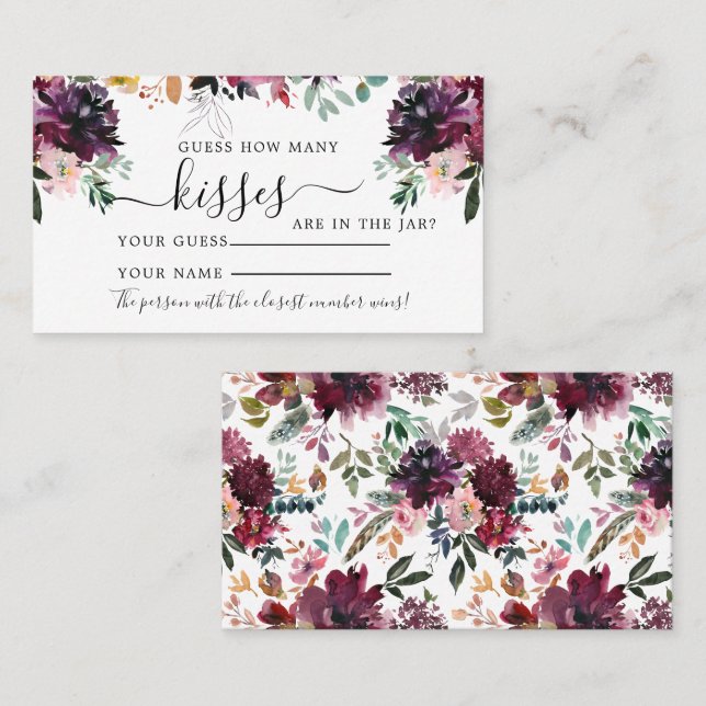 Mesa Marsala Flores cuántas besos duchas tarjeta de jue (Anverso / Reverso)