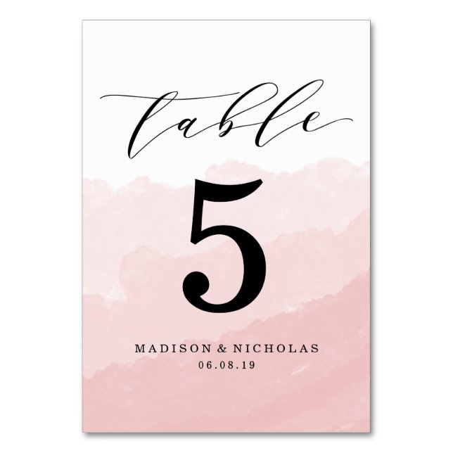 Mesa Masa de acuarela | Tarjeta de número de tabla pers (Anverso)