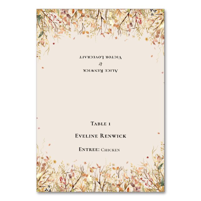 Mesa Menú de otoño rústico Beige Elección de la tarjeta (Anverso)