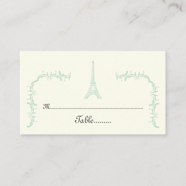 Mesa Moneda de la Torre Eiffel boda de París, tarjeta d (Anverso)