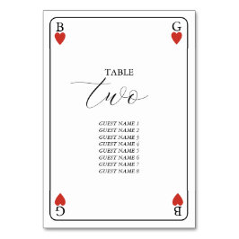 Mesa Monograma Corazones Jugando Tarjeta Boda Número de