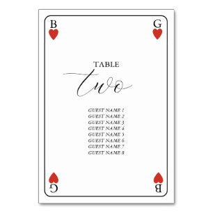 Mesa Monograma Corazones Jugando Tarjeta Boda Número de