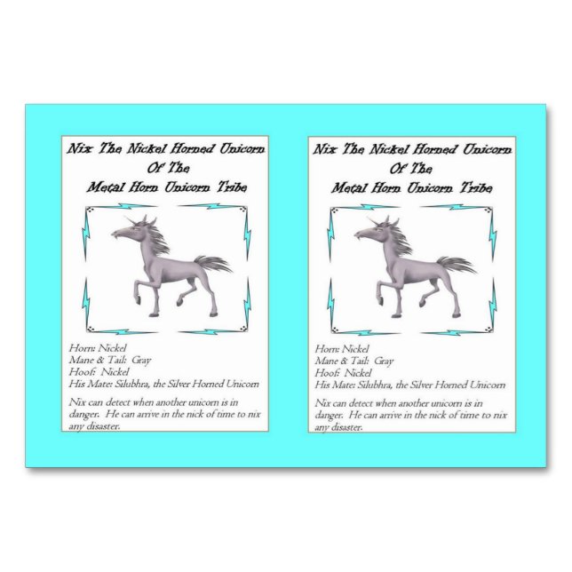 Mesa Nix La Tarjeta De Venta Unicornio Cubierta De Níqu (Anverso)