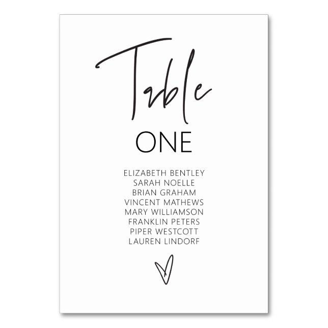 Mesa Número de tabla Boda Tarjeta de asiento de invitad (Anverso)