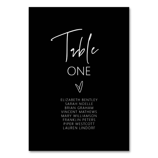 Mesa Número de tabla Boda Tarjeta de asiento de invitad (Anverso)