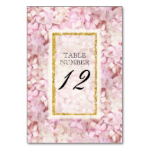 Número de tabla Boda tarjeta Hydrangea rosa Faux d