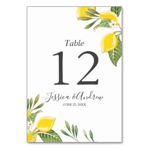 Mesa Número de tabla de Boda de limón Tarjeta Verde Rús