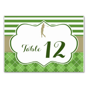 Mesa Número de tabla tarjeta de golf oro verde