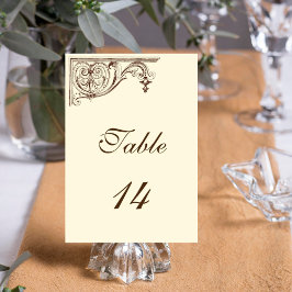 Mesa Número de tarjeta de tabla Boda Vintage