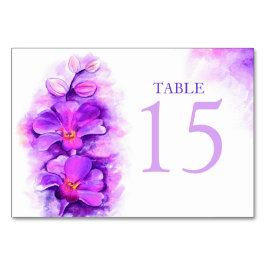 Mesa Números de la tarjeta de tabla boda púrpura Orquíd