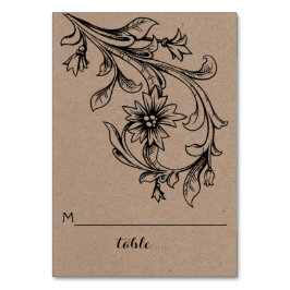 Mesa Papel Kraft flourish boda tarjeta de escolta plega