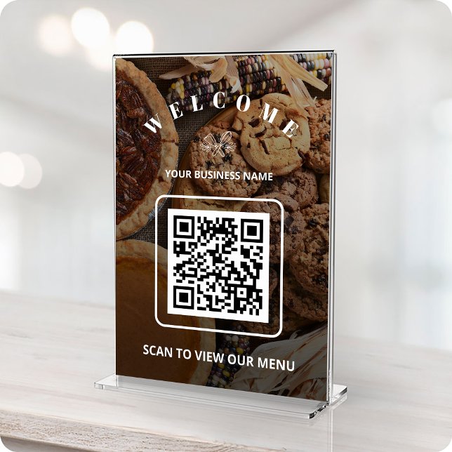 Mesa Personalizado Photo Bakery Tarjeta de menú de códi (Custom Photo Bakery Contactless QR code Menu Card)