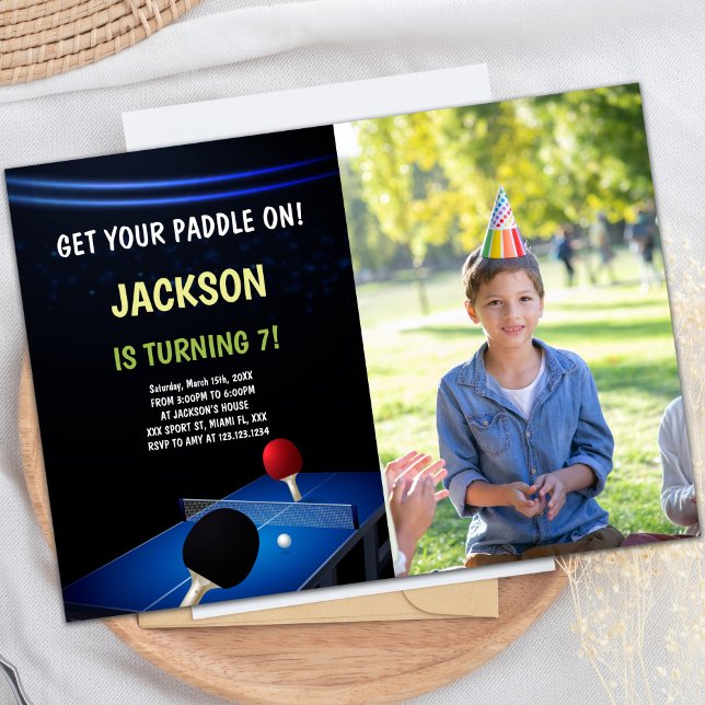 Mesa Ping Pong Birthday Invitaciones con foto (Table Ping Pong Birthday Invitations with photo)