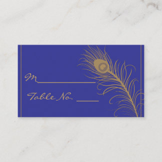 Mesa Pluma de pavo real con tarjeta de oro y azul de la