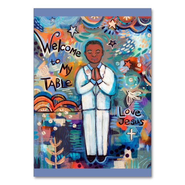 Mesa Primera tarjeta de oración comunitaria para niño n (Anverso)