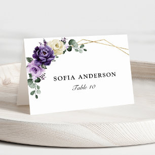 Mesa Purple Plum Marfil Gold Tarjeta de bienvenida