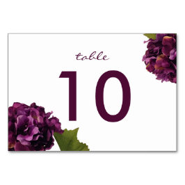 Mesa Púrpura Hydrangea - tarjeta de número de tabla flo