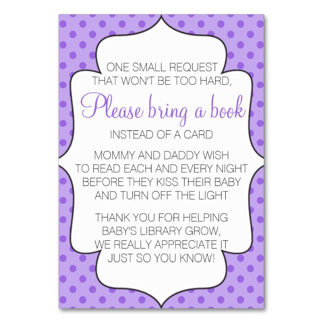 Mesa Púrpura Traer un libro en lugar de una tarjeta Ins (Anverso)