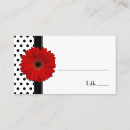 Mesa Red Daisy Black Polka Dot Boda de la tarjeta