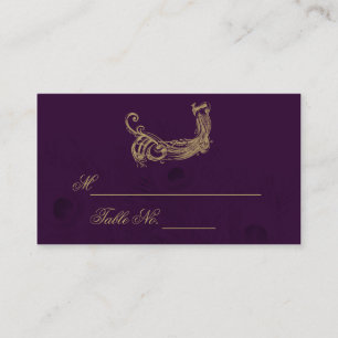 Mesa Regencia de pavo real en tarjeta de lugar Boda mor