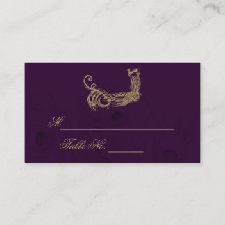 Mesa Regencia de pavo real en tarjeta de lugar Boda mor
