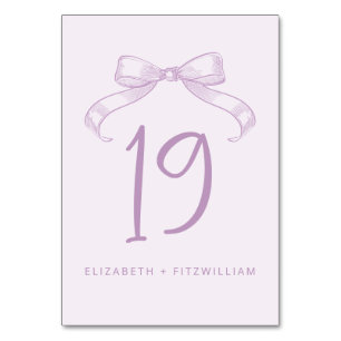 Mesa Romántico Bow Tarjeta de número de tabla Lilac
