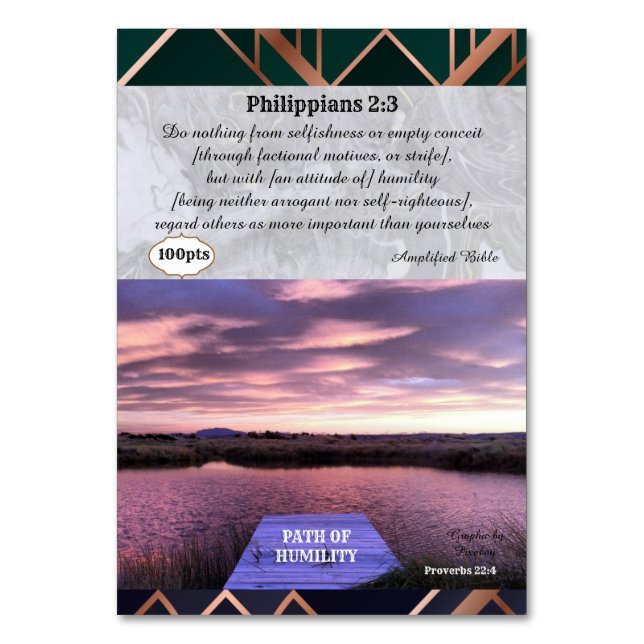 Mesa Ruta de la tarjeta de juego de la Humildad (Reverso)