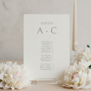 Mesa Salvia    Tarjeta de invitado de boda alfabético y