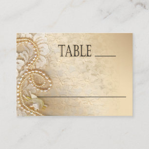 Mesa Shayla Pearls y Boda de encaje   tarjeta de lugar 