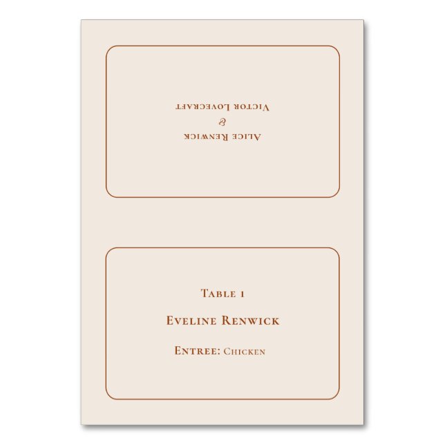 Mesa Simple tarjeta de lugar plegable Boho Ivory Entree (Anverso)