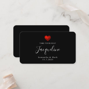 Mesa Simple y moderno Boda rojo corazón tarjeta de plaz