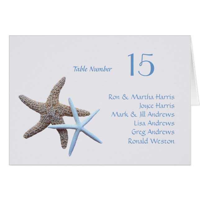 Mesa Starfish Asientos Todos los nombres Tarjeta p (Anverso (Horizontal))