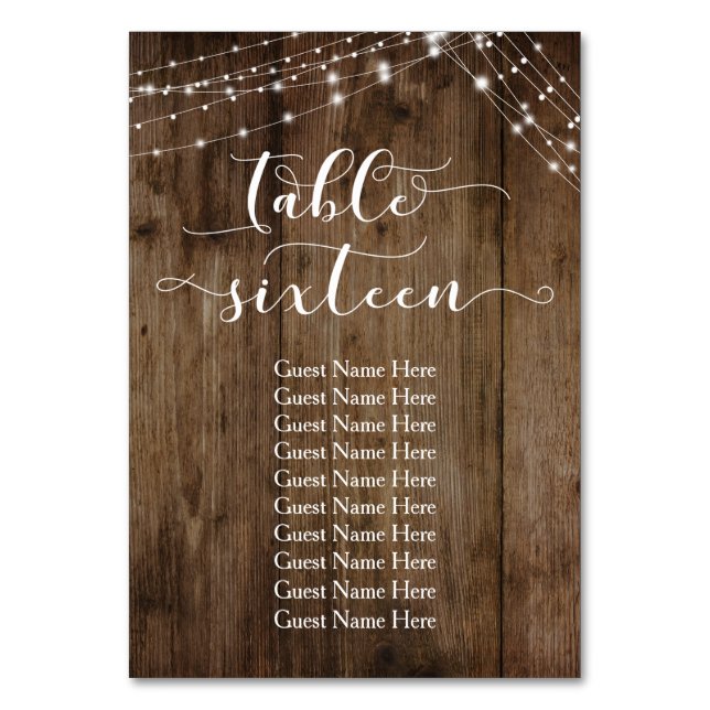 Mesa Tabla de Madera y Luces Dieciséis con Tarjeta de N (Anverso)