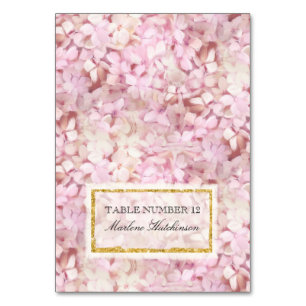 Mesa Tabla Número de plaza Tarjeta rosa Hydrangeas Gold