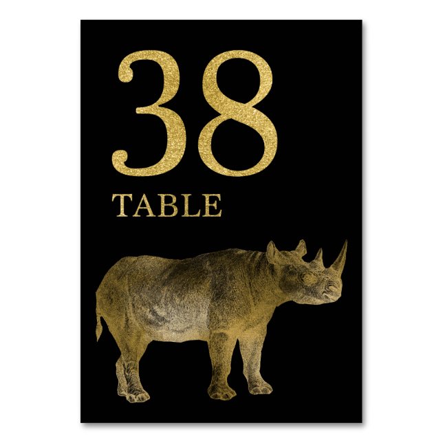 Mesa Tarjeta 38 de tabla de rinocerontes para animales  (Anverso)