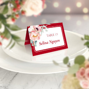 Mesa Tarjeta bilingüe de lugar de cumpleaños para gente