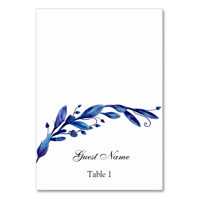 Mesa Tarjeta boda azul. Tarjeta de asiento para inviern (Anverso)