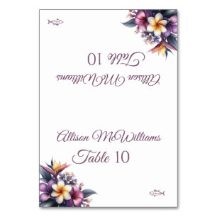 Mesa Tarjeta boda-Icono de floral tropical-pez-