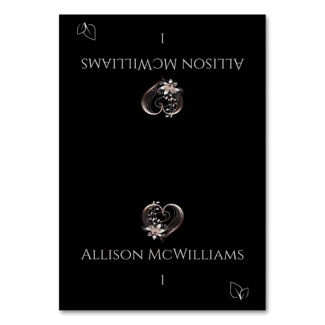 Mesa Tarjeta boda-Icono rosa de corazón-vegetariano (Anverso)