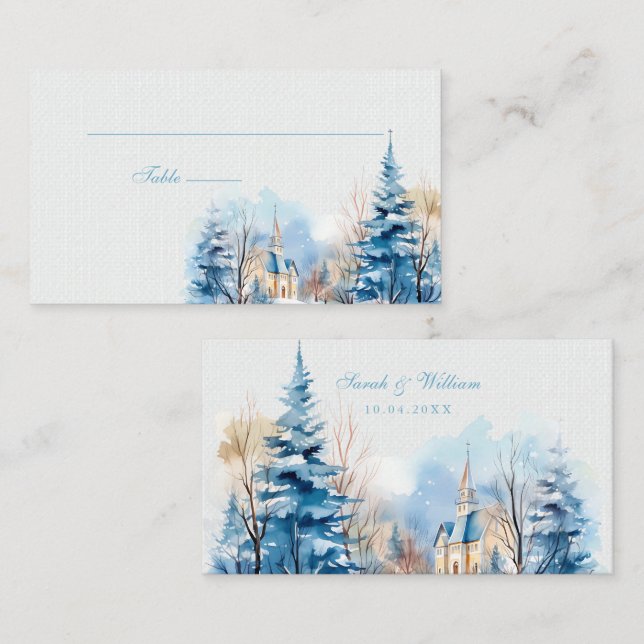 Mesa Tarjeta Boda Place de la iglesia de los bosques de (Anverso / Reverso)
