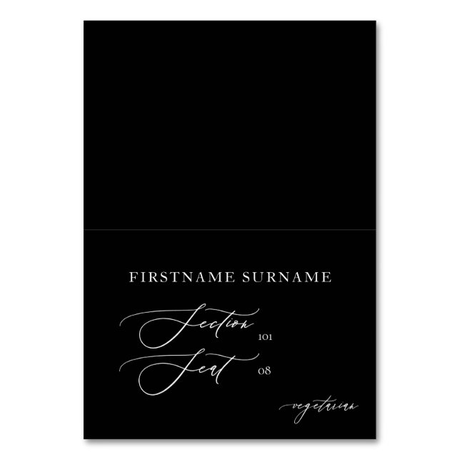 Mesa Tarjeta Boda plegada de Black White DIY (Anverso)