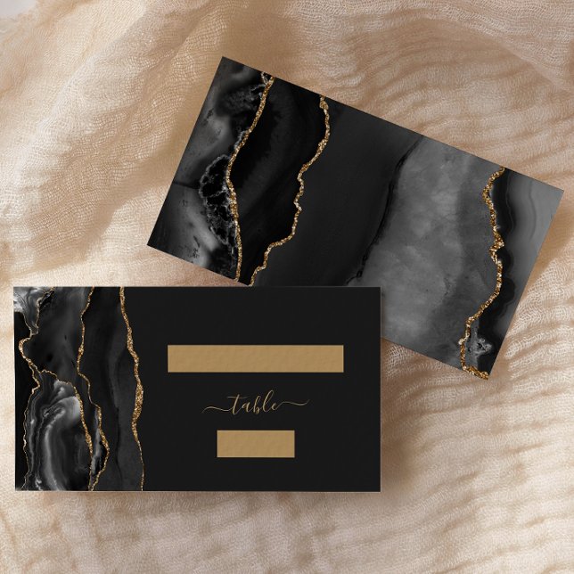 Mesa Tarjeta de Acompañamiento de Boda Chic Black Gold  (Subido por el creador)