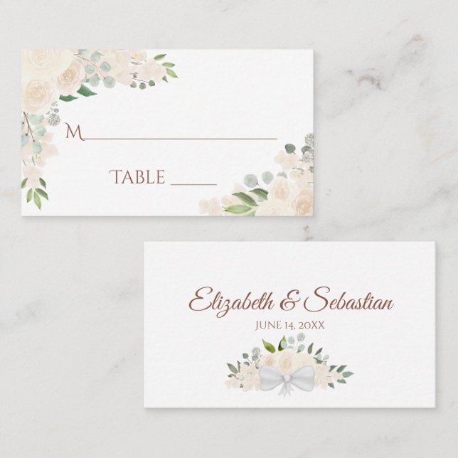 Mesa Tarjeta de Acompañamiento Floral de Melocotón con  (Anverso / Reverso)