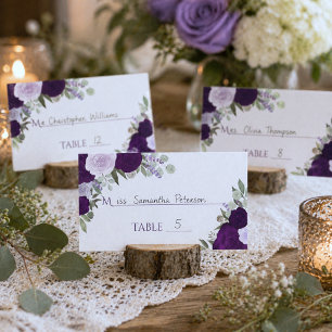 Mesa Tarjeta de acompañante de boda con rosas boho púrp