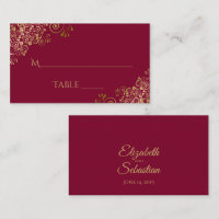 Tarjeta de acompañante de boda elegante borgoña co