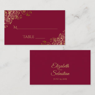 Mesa Tarjeta de acompañante de boda elegante borgoña co