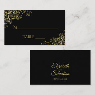 Mesa Tarjeta de acompañante de boda negra elegante con