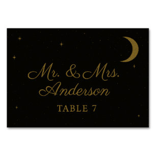 Mesa Tarjeta de acompañante de boda negro y dorado cele